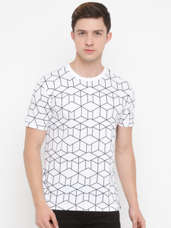 Diamond White Round-Neck T-Shirt For Men : Genius18 | Genius18